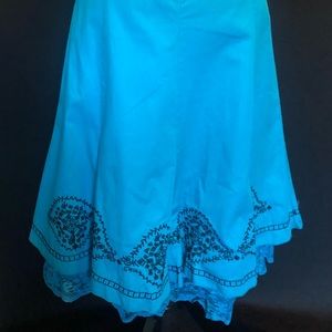 Lucy Paris, Full Circle Skirt, Embroidered/Sequin’s, Lace Ruffle Hem, Size Small